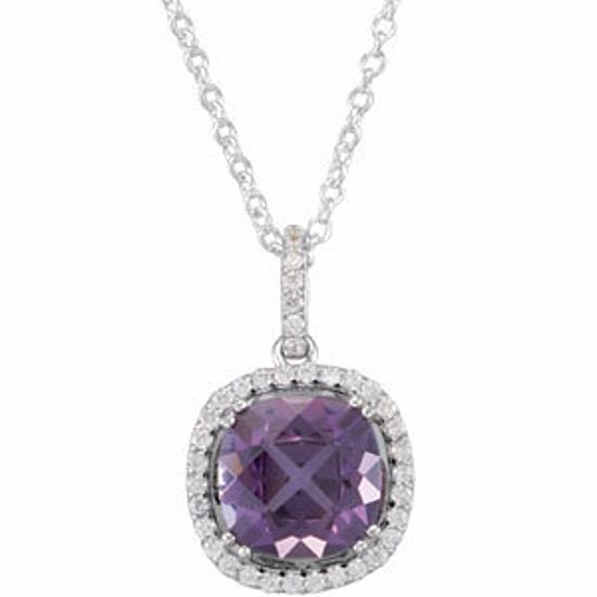 67981:102:P 14kt White Amethyst & 1/3 CTW Diamond 18" Necklace