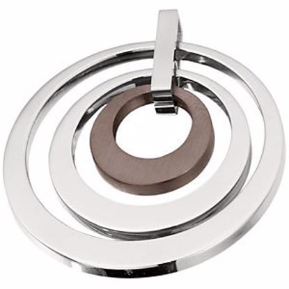 FP301:101:P Stainless Steel 33.98x33.91mm Ladies Triple Circle Pendant with Chocolate Immerse Plating