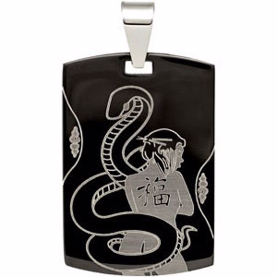 P704:101:P Black Immerse Plated Stainless Steel Dog Tag Pendant