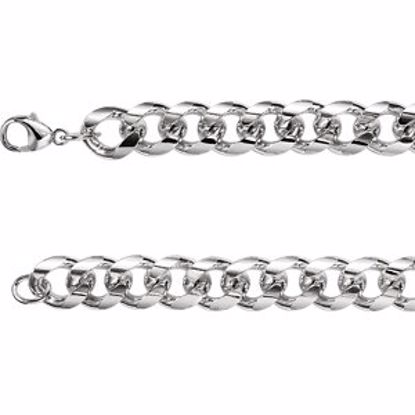 CH978:102:P Sterling Silver 12.3mm Curb 9" Chain

