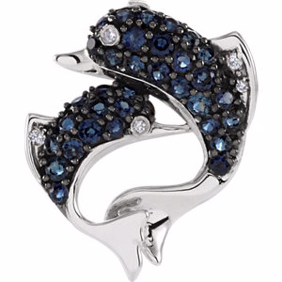 68150:101:P Genuine Sapphire & Diamond Dolphin Pendant