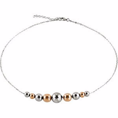 FN287:203:P Stainless Steel Necklace with Round Beads