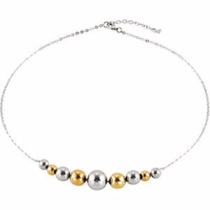 FN287:204:P Stainless Steel Necklace with Round Beads