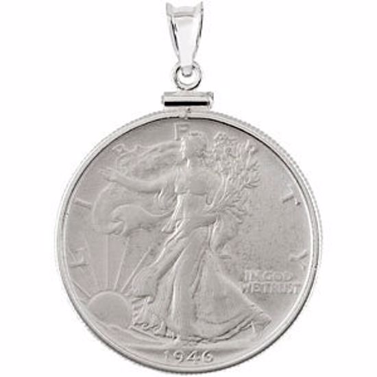 84903:101:P Sterling Silver Walking Liberty 1/2 Dollar Coin Set Into a Sterling Silver Coin Frame