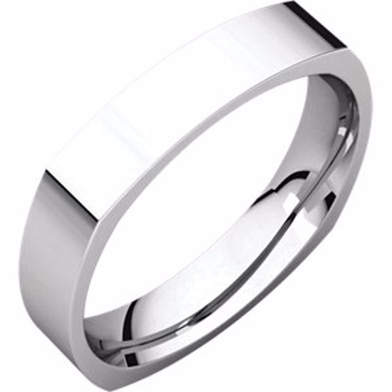 SQR14:255330:P 10kt White 4mm Square Comfort Fit Band