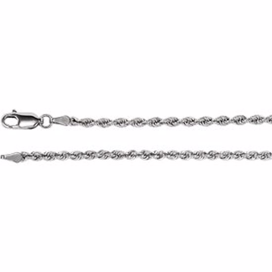 CH955:110:P 14kt White 2.5mm Rope 16" Chain