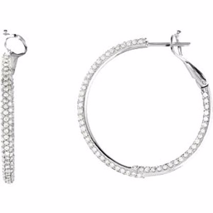 68229:101:P 14kt White 2 CTW Diamond Inside/Outside Hoop Earrings