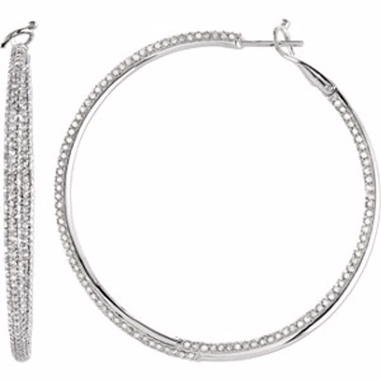 68231:101:P 14kt White 3 7/8 CTW Diamond Inside/Outside Hoop Earrings