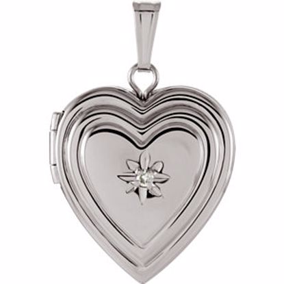 84924:101:P Sterling Silver 15mm .010 CTW Diamond Heart Locket