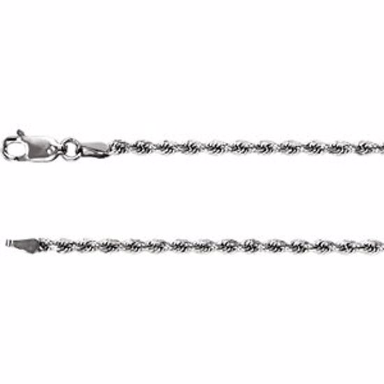 CH989:114:P 14kt White 2.4mm Diamond Cut Rope 24" Chain
