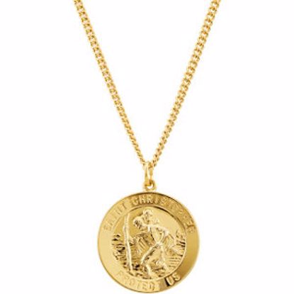 R45259:100:P 24kt Gold Plated 28.19x25.13mm St. Christopher Medal 24" Necklace