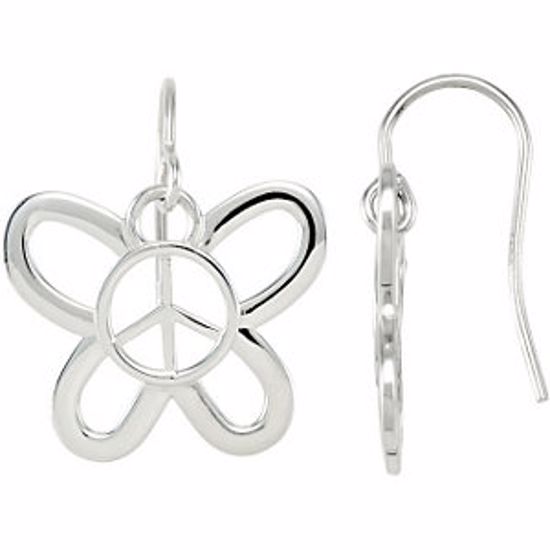 84971:111:P Butterfly Shaped Peace Sign Earrings