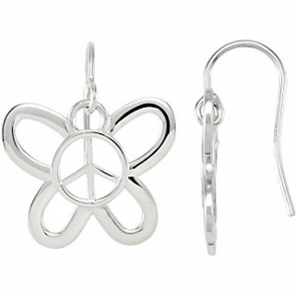 84971:113:P Butterfly Shaped Peace Sign Earrings