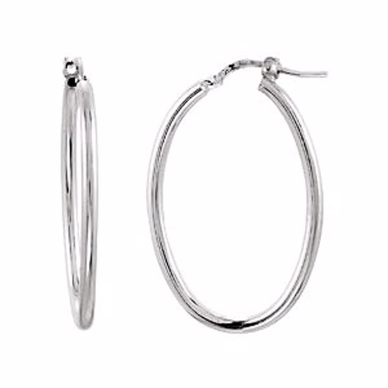 84977:101:P Sterling Silver 18x24mm Oval Tube Hoop Earrings