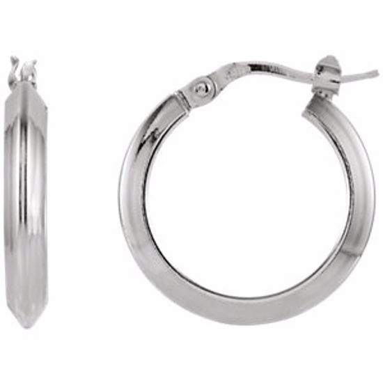 84980:102:P Sterling Silver 20mm Round Knife Edge Tube Style Hoop Earrings