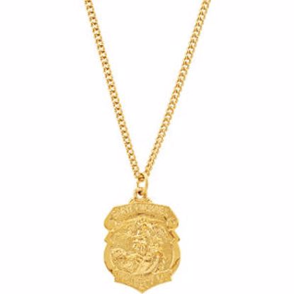 R45262:100:P 24kt Gold Plated 28.6x20.87mm St. Michael Medal 24" Necklace