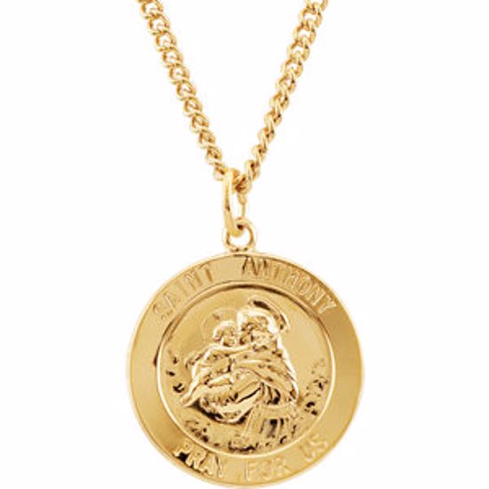 R45271:100:P 24kt Gold Plated 22mm St. Anthony Medal 24" Necklace