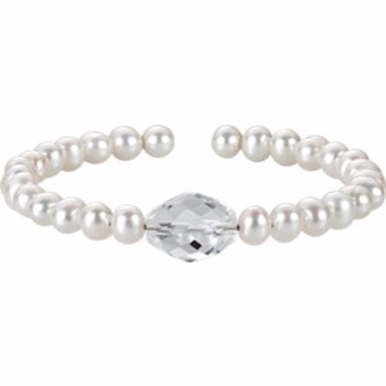 68397:101:P Freshwater Cultured Pearl & Crystal Bracelet