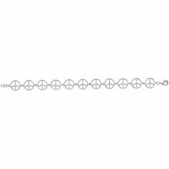 19792:100:P Sterling Silver Peace Sign Youth 7" Bracelet