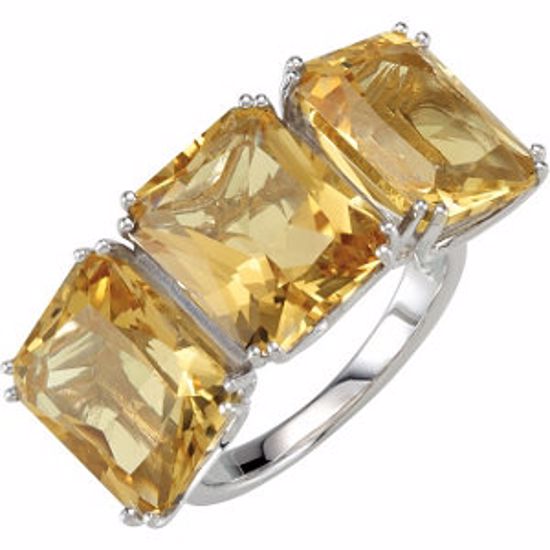 68413:103:P Yellow Quartz 3-Stone Ring