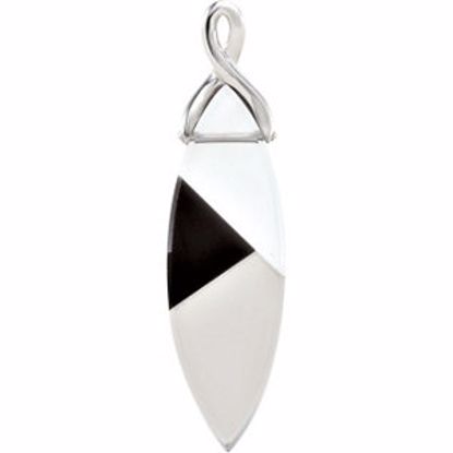 68425:124:P Genuine White Quartz, Smoky Quartz & Onyx Pendant