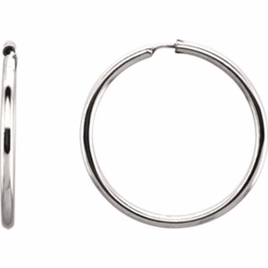 84973:104:P Sterling Silver 19mm Endless Hoop Tube Earrings 