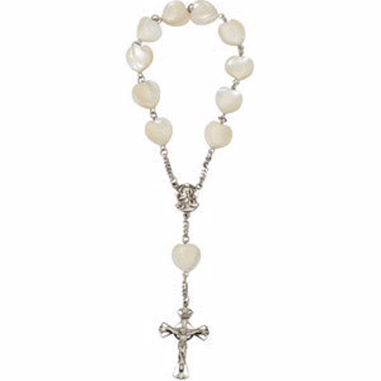 R48005:101:P Madonna Meditation Rosary w/ Mother of Pearl Beads