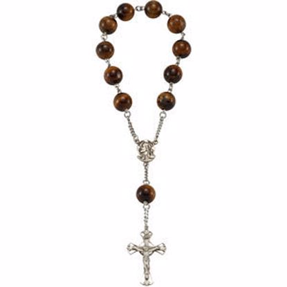 R48006:101:P Madonna Meditation Rosary w/ Tiger Eye Beads