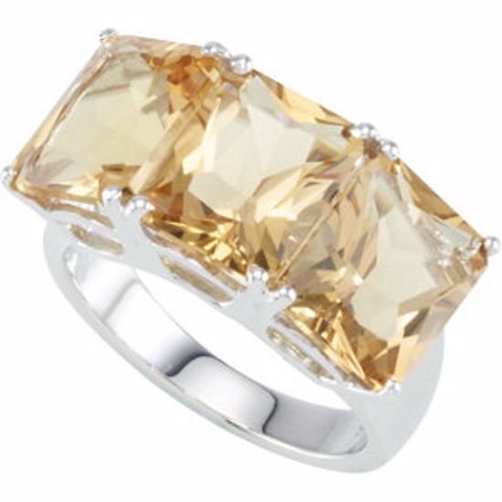 68267:314:P Sterling Silver Honey Quartz 3 Stone Ring