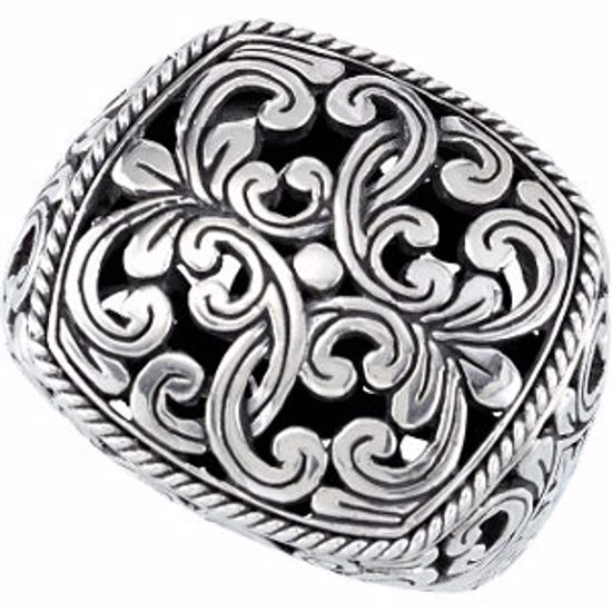 50945:101:P Sterling Silver Filigree Design Ring