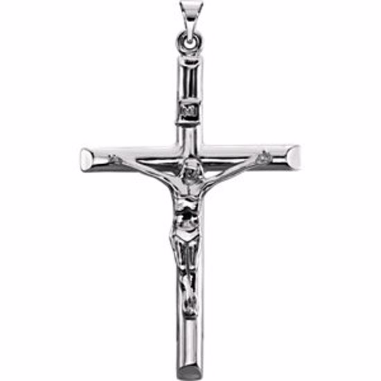 R42285:102:P 14kt White Crucifix Pendant