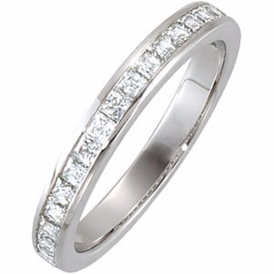 67707:129:P Palladium 3/4 CTW Diamond Princess Channel Band to 4.5mm Engagement Ring