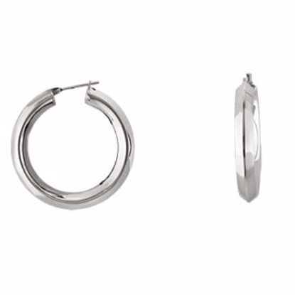 E101:301:P Amalfi&trade; Stainless Steel 30mm Knife Edge Hoop Earrings