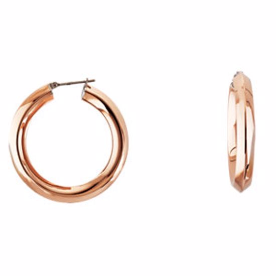 E101:304:P Amalfi&trade; Stainless Steel Rose Gold Tone 30mm Knife Edge Hoop Earrings