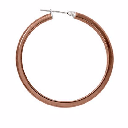 E102:403:P Stainless Steel 40mm Half Round Hoop Earrings with Chocolate Immerse Plating