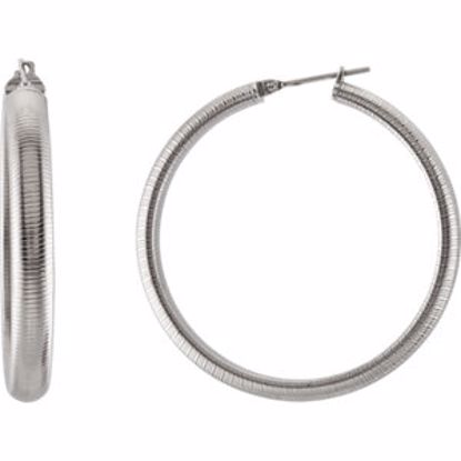 E103:401:P Amalfi® Stainless Steel Half Round Textured Hoop Earrings