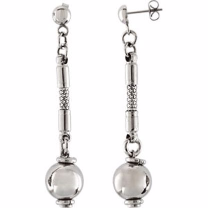 E113:121:P Stainless Steel 12mm Dangle Ball Earrings