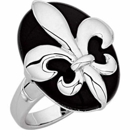 68505:101:P Onyx Fleur-de-lis Ring 