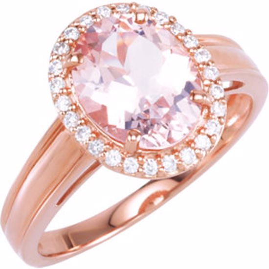 68513:101:P 14kt Rose Morganite & 1/6 CTW Diamond Ring