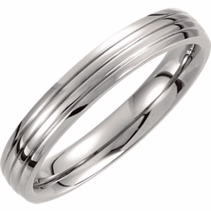 T851:085:P Titanium 4mm Triple Grooved Band Size 8.5