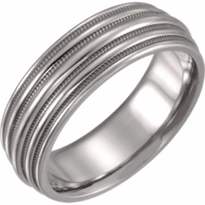 T853:080:P Titanium Grooved & Domed 6mm Band Size 8