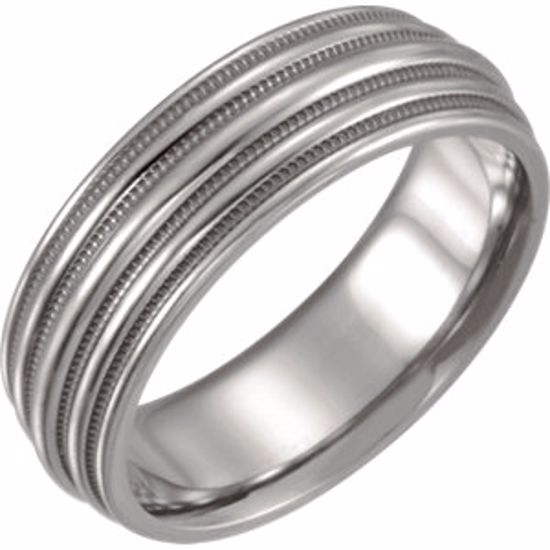 T853:105:P Titanium Grooved & Domed 6mm Band Size 10.5