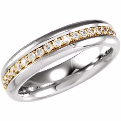 T949Z:095:P Titanium Band with 14kt Gold Inlay and Cubic Zirconia