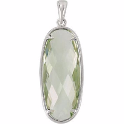 68529:412:P Sterling Silver 25x10mm Green Quartz Pendant