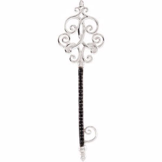 68554:101:P Sterling Silver Black Spinel Key Pendant