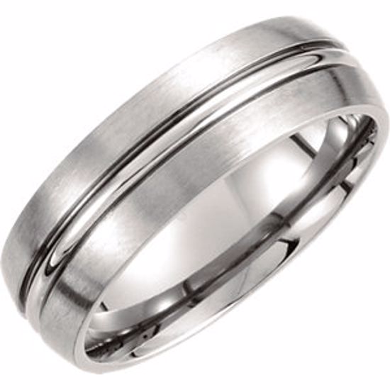 T891:070:P Titanium 7mm Grooved & Satin Finished Band Size 7