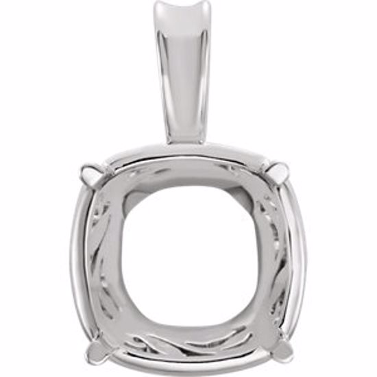 23969:1003:P Sterling Silver 12mm Cushion Pendant Mounting