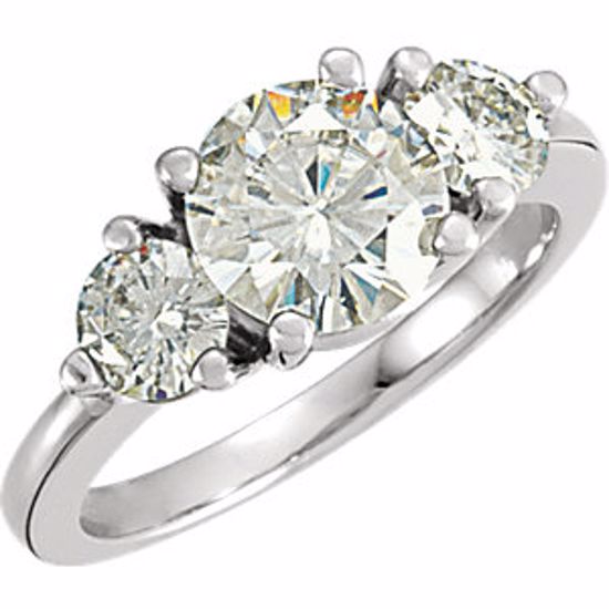 64727:100900:P 14kt White Forever Classic™ Moissanite 3-Stone Engagement Ring