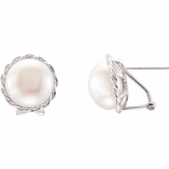 68611:100:P Sterling Silver 11mm Freshwater Pearl Earrings