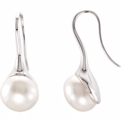 68613:100:P Sterling Silver 12-13mm Freshwater Pearl Dangle Earrings